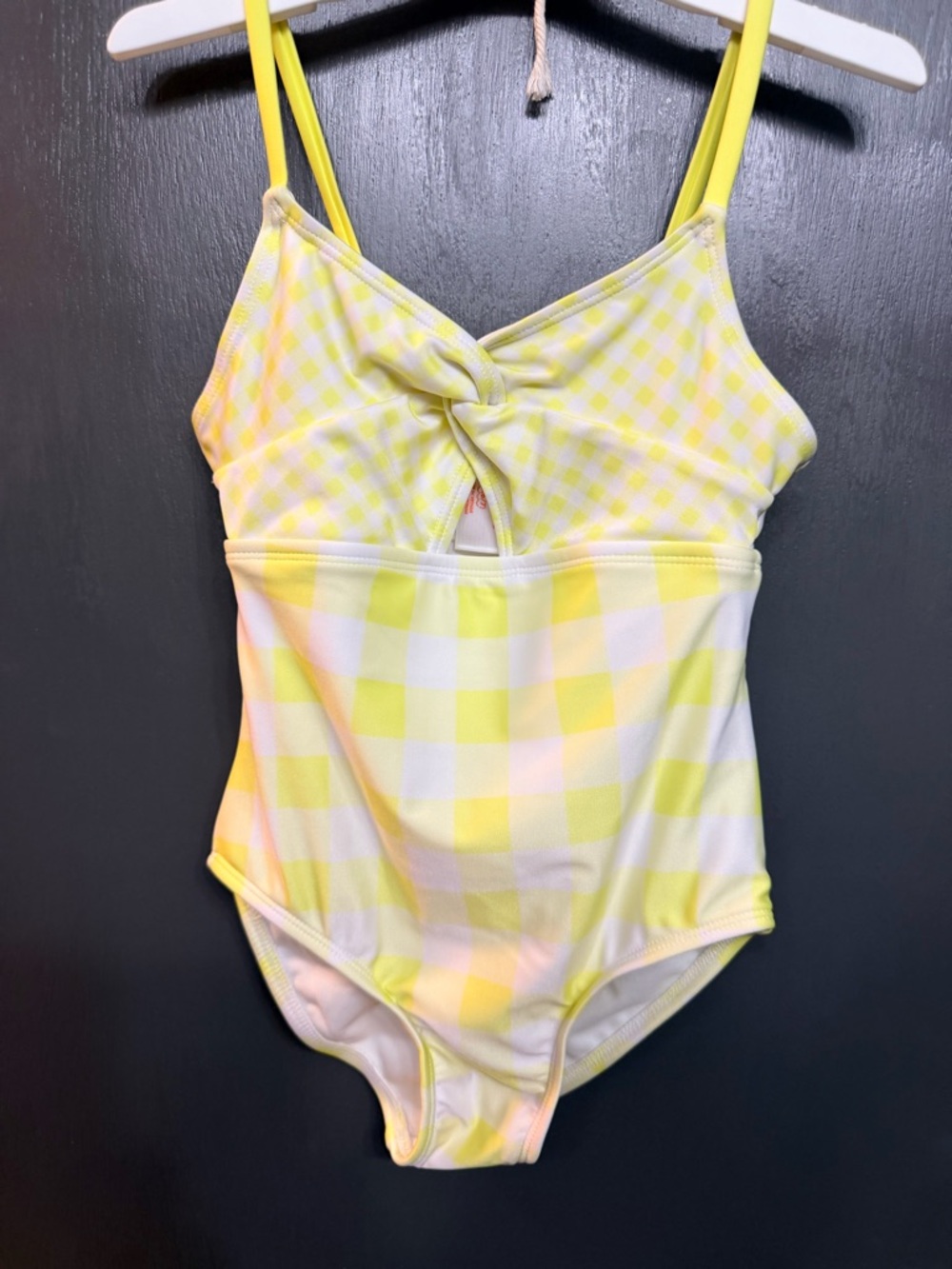 Cat & Jack Yellow Gingham One-Piece Swimsuit with Front Twist